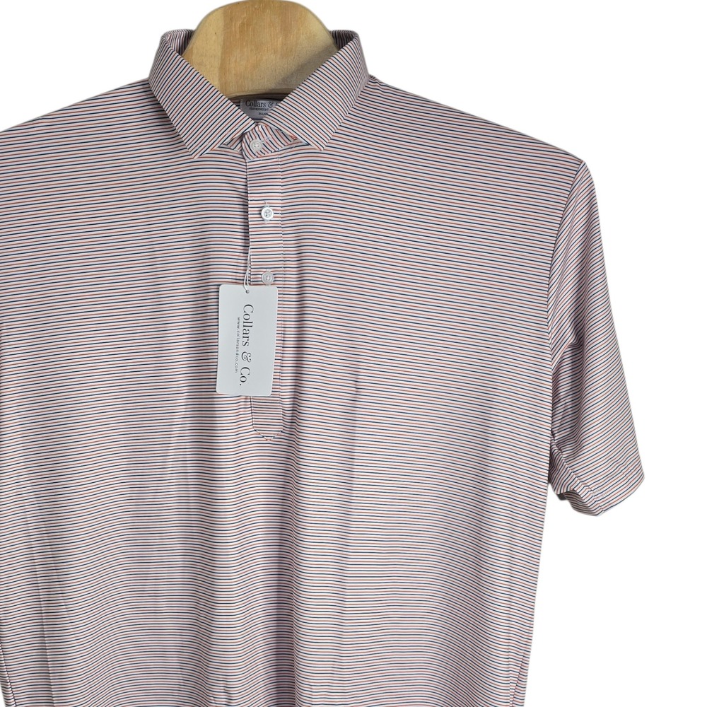 Collars & Co. Featherweight Relaxed Polo Shirt Red Blue Stripe 2X Large
